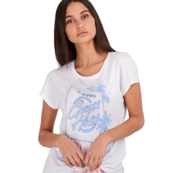 Guess dámské bílé tričko s aplikací - XS (TWHT)