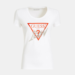 Guess dámské bílé tričko Icon - L (TWHT)