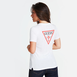 Guess dámské bílé tričko s kamínky - XS (TWHT)