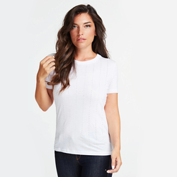 Guess dámské bílé tričko s kamínky - L (TWHT)