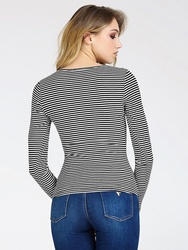 Guess dámské proužkované tričko s dlouhým rukávem - XS (S90A)