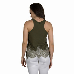 Guess dámský khaki top s krajkou - XS (AUFL)