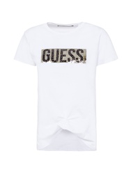 Guess dámské bílé tričko s flitry - XS (A000)
