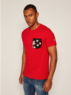 Guess pánské červené tričko s kapsičkou - L (TLRD)