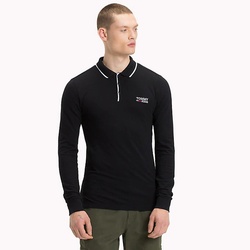 Tommy Hilfiger pánské černé polo s dlouhým rukávem