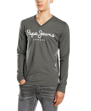 Pepe Jeans pánské tmavě šedé tričko  - XL (966)
