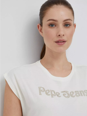 Pepe Jeans dámské krémové tričko - L (808)