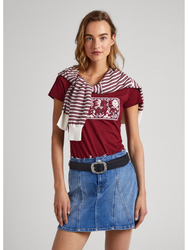 Pepe Jeans dámské vínové tričko - XS (299)