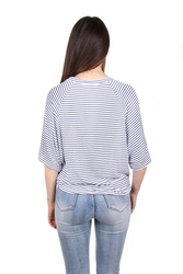Pepe Jeans dámské bílé tričko s modrým proužkem Blossom - XS (563)