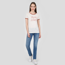 Pepe Jeans dámský béžový svetřík s krátkým rukávem Caitlin - XS (178)