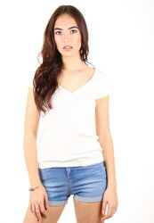 Pepe Jeans dámské bílé žebrované tričko  - M (801)