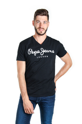 Pepe Jeans pánské černé tričko s výstřihem do V