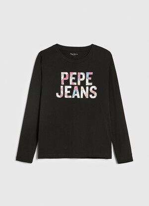 Pepe Jeans dámské černé tričko s potiskem LUNA - XS (990)