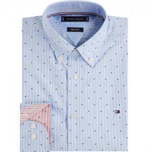 Tommy Hilfiger pánská modrá pruhovaná košile  - L (0A4)