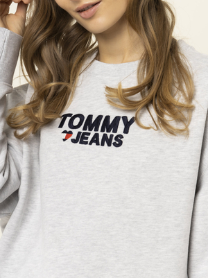 Tommy Jeans dámská světle šedá mikina - S (PPP)