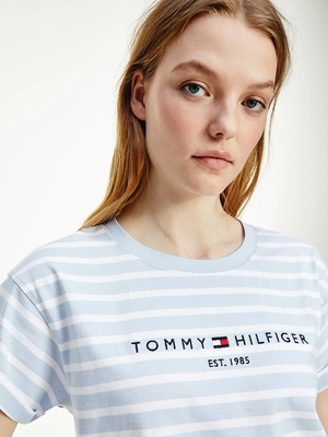 Tommy Hilfiger dámské modré pruhované tričko - XS (0BE)