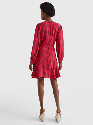 Tommy Hilfiger dámské červené vzorované šaty - 34 (0JV)