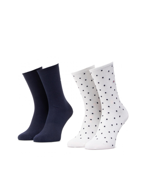 Tommy Hilfiger dámské bílé a modré ponožky 2 pack Dot - 35/38 (WHI)