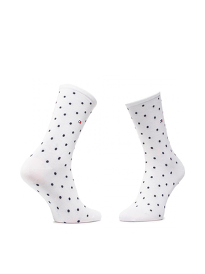 Tommy Hilfiger dámské bílé a modré ponožky 2 pack Dot - 35/38 (WHI)