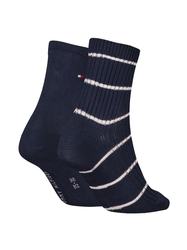 Tommy Hilfiger dámské tmavě modré ponožky 2pack - 35/38 (NAV)