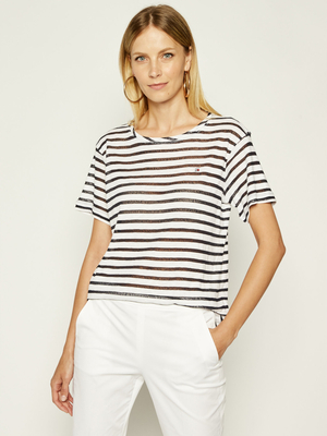 Tommy Hilfiger dámské pruhované tričko - XS (0FJ)