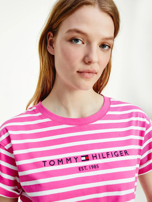 Tommy Hilfiger dámské růžové pruhované tričko - XS (0D1)