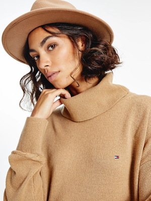 Tommy Hilfiger dámské béžové šaty Softwool - M (GW8)