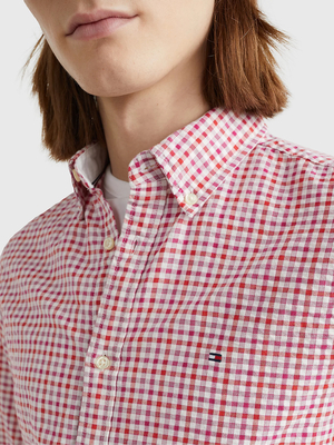 Tommy Hilfiger pánská červená  kostkovaná košile - L (0PP)