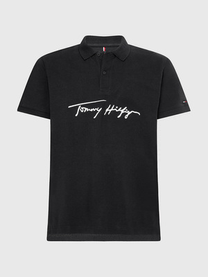 Tommy Hilfiger pánské černé polo Signature - S (BDS)