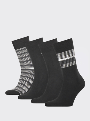 Tommy Hilfiger pánské černo šedé ponožky Box 4 pack - 39 (002)