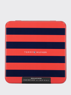 Tommy Hilfiger pánské černo šedé ponožky Box 4 pack - 39 (002)