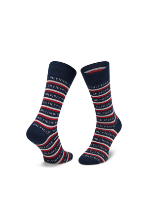 Tommy Hilfiger pánské modro červeno bílé ponožky Box 3 pack - 39 (001)