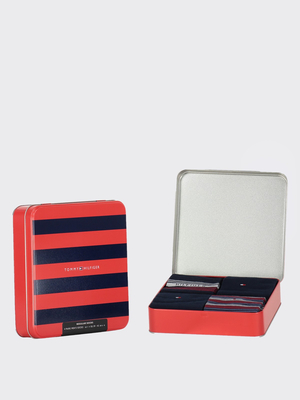 Tommy Hilfiger pánské modro červeno bílé ponožky Box 4 pack - 39 (001)