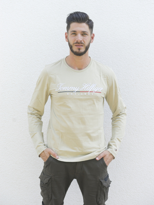 Tommy Hilfiger pánské béžové tričko - XS (RB7)