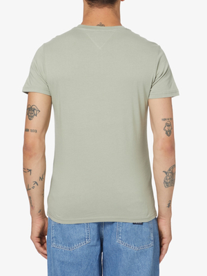 Tommy Jeans pánské zelené tričko ENTRY FLAG - S (PMI)