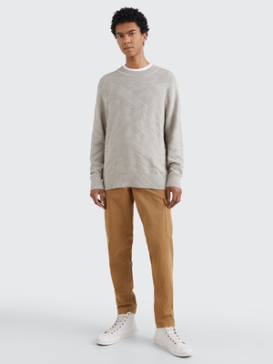 Tommy Hilfiger pánský béžový svetr - L (AEP)