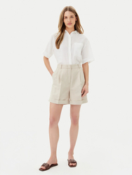 Tommy Hilfiger dámské lněné béžové šortky - 34 (ACI)