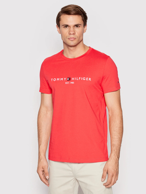 Tommy Hilfiger pánské červené tričko Logo - S (XK3)