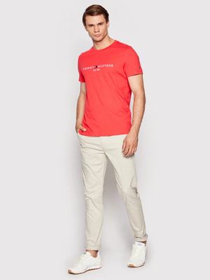 Tommy Hilfiger pánské červené tričko Logo - L (XK3)