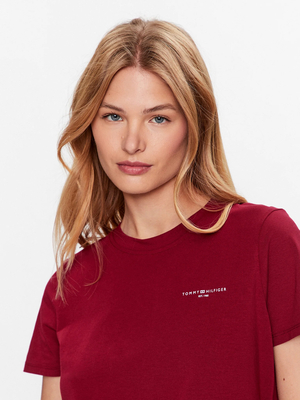 Tommy Hilfiger dámské vínové tričko - XS (XJS)