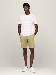Tommy Hilfiger pánské růžovo bílé pruhované tričko - M (0D1)