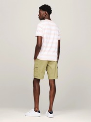 Tommy Hilfiger pánské růžovo bílé pruhované tričko - M (0D1)