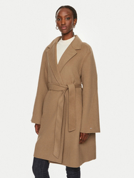 Tommy Hilfiger dámský hnědý vlněný kabát  - 36 (GWE)