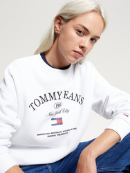 Tommy Jeans dámská bílá mikina - S (YBR)