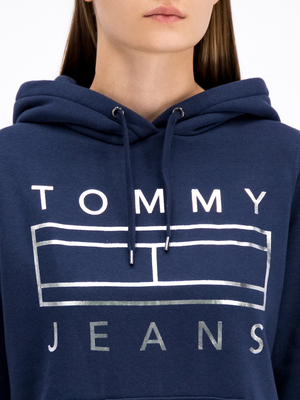 Tommy jeans dámská tmavě modrá mikina s kapucí Hoodie - L (CBK)