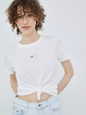 Tommy Jeans dámské bílé tričko - L (YBR)