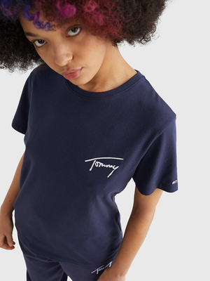 Tommy Jeans dámské tmavě modré triko SIGNATURE - L (C87)