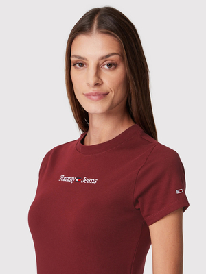 Tommy Jeans dámské vínové tričko - L (VLP)