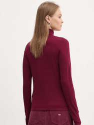Tommy Jeans dámský vínový rolák - XS (VLP)