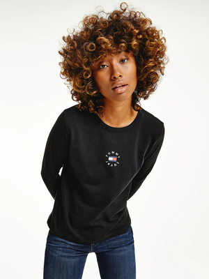 Tommy Jeans dámské černé tričko s dlouhým rukávem - S (BDS)